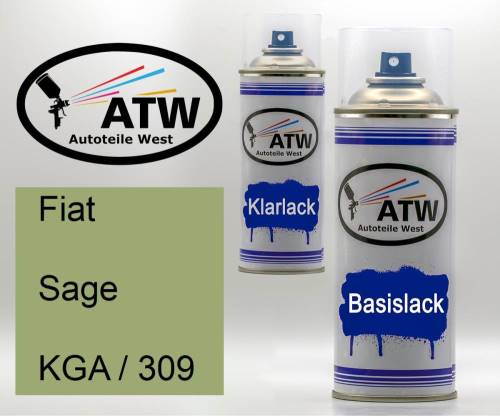 Fiat, Sage, KGA / 309: 400ml Sprühdose + 400ml Klarlack - Set, von ATW Autoteile West.